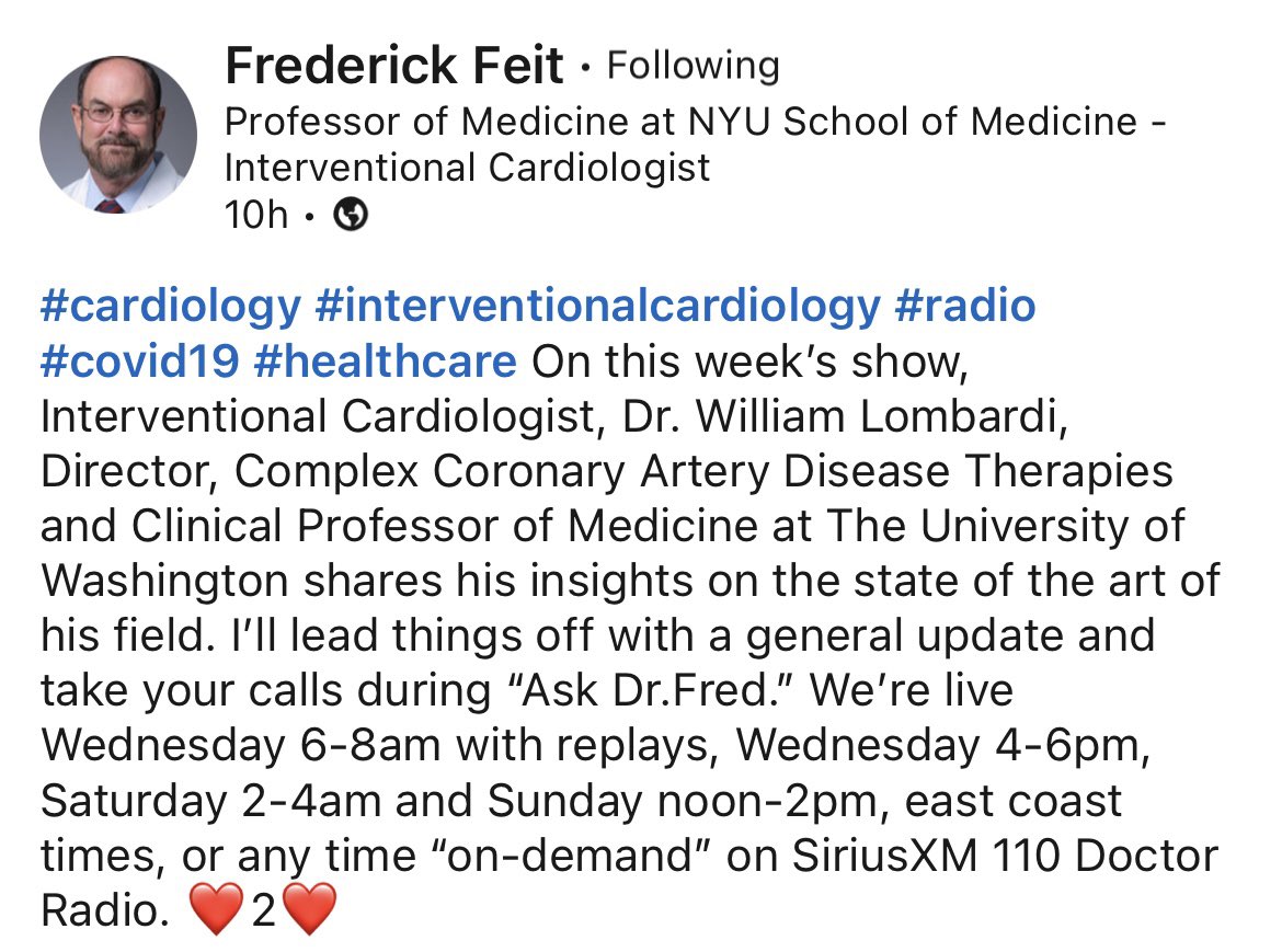 I’ll be up early to answer questions live for the @SIRIUSXM 110 Doctor Radio show tomorrow (3/23) at 6-8am EST.