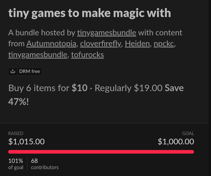 tinygamesbundle's tweet photo. thanks to everyone we have reached our goal (again)! we hope everyone is enjoying the games 🥳

 ✨ https://t.co/y2Yrd4zUBu https://t.co/qIW3UaTlZB