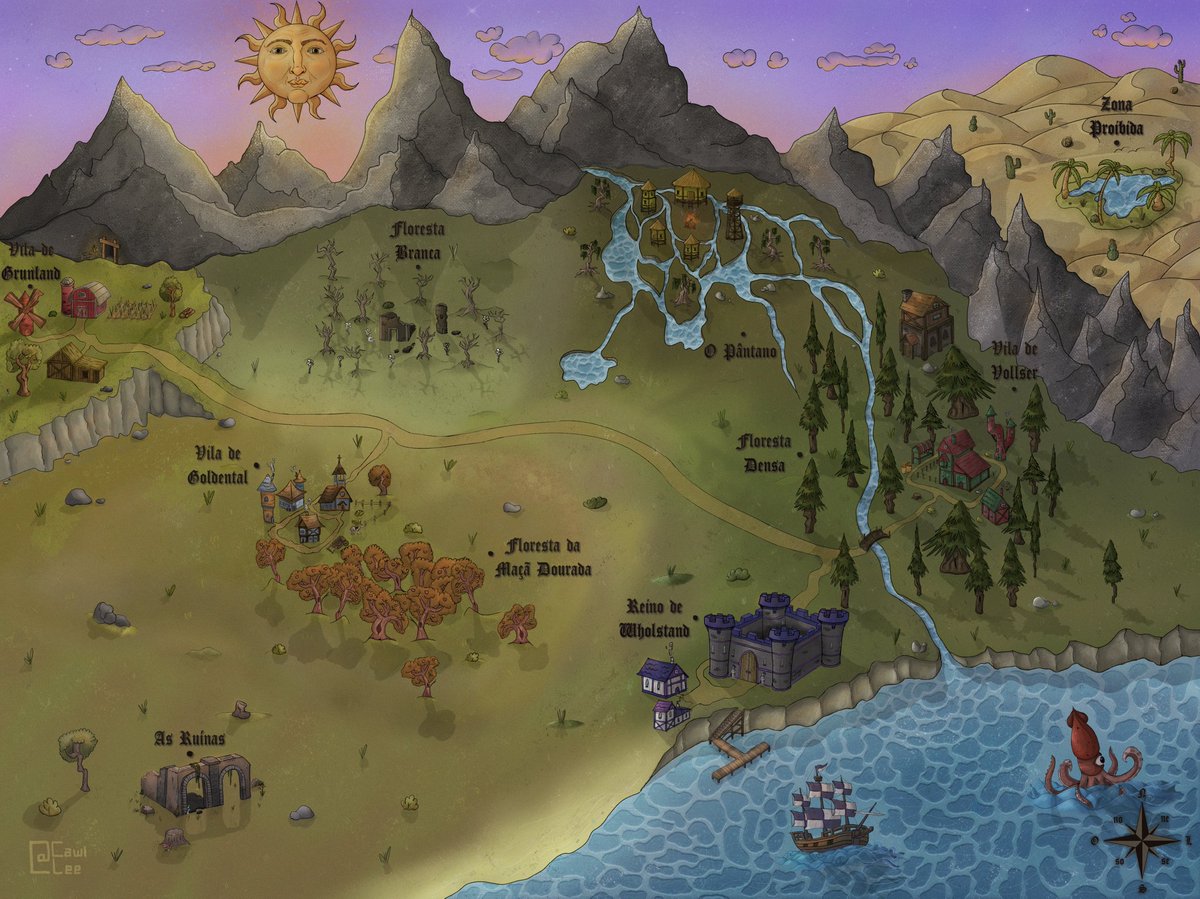 caueborges_art's tweet photo. Ilustração final do mapa de uma campanha de RPG que eu tô participando 🌞 https://t.co/R77E1Yqtgy