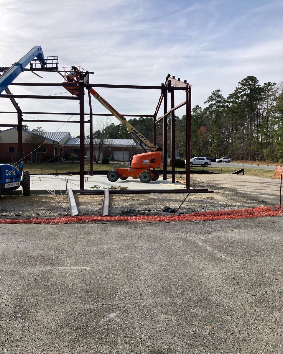 WHS has steel in place for the Boat Building Shop! Stay posted for progress. #ctefornc #beaufortcountyncschools #madeinboco #boatbuilding #boatbuildingacademy #progress