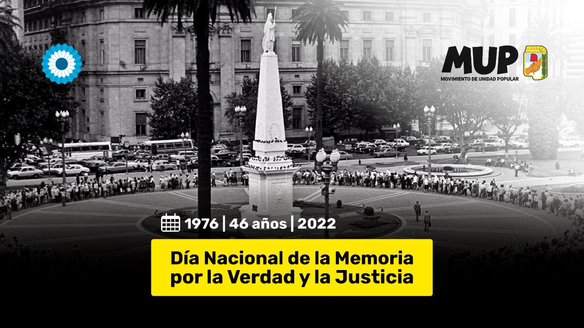 MUPArgentina's tweet photo. Conmemoramos a l@s compañer@s que dieron su vida por una Argentina más equitativa y a quienes pelearon por su aparición porque se haga justicia.
#NuncaMás #Son30Mil #DóndeEstán
#MUPPresente #MUPConTodos https://t.co/3udbmhjNhu