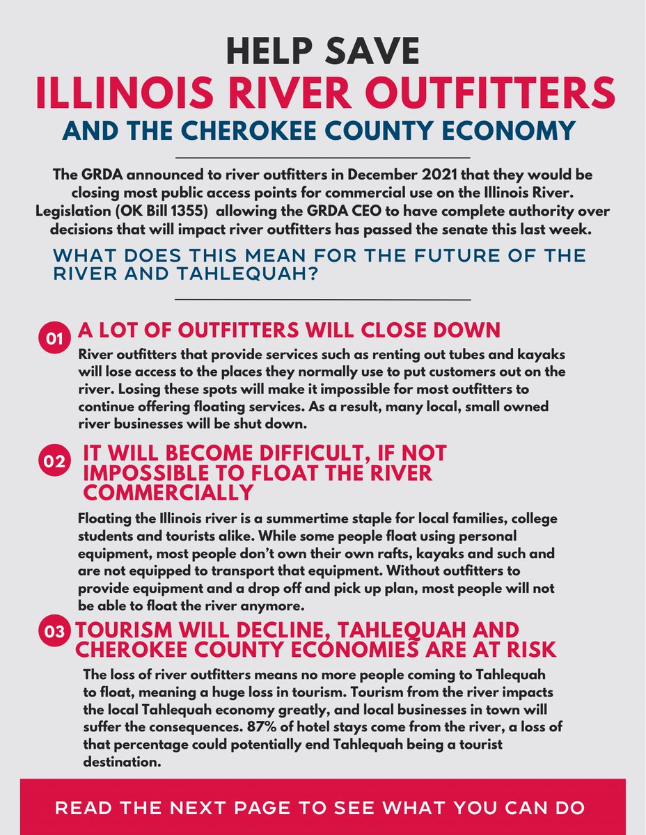 RodeoRenell's tweet photo. friends if you’ve ever floated the Illinois river in Tahlequah, pay attention!!! The GRDA is looking to essentially close down commercial floating if this bill passes next week. https://t.co/dKn1lCzFKr