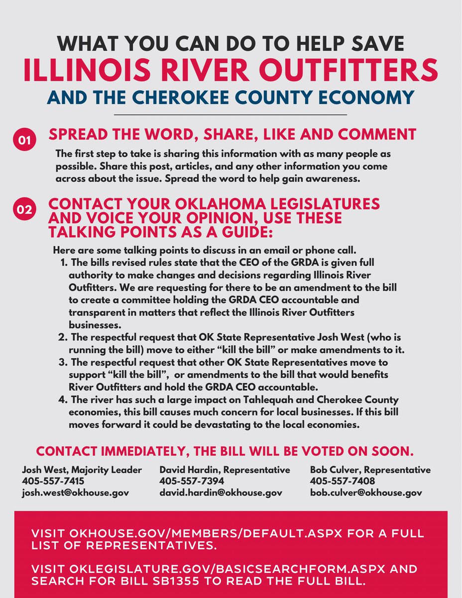 friends if you’ve ever floated the Illinois river in Tahlequah, pay attention!!! The GRDA is looking to essentially close down commercial floating if this bill passes next week.