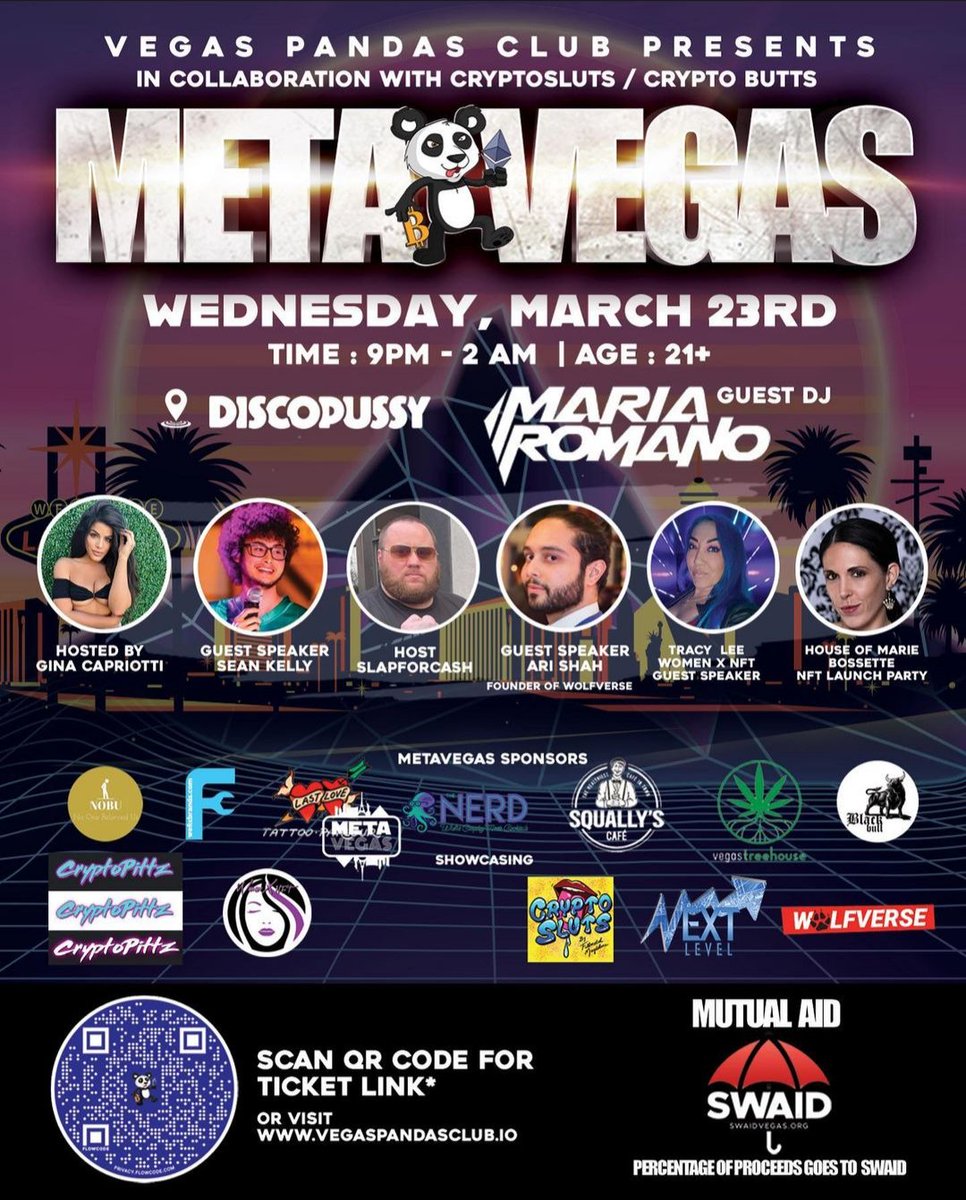METAVEGAS couldn't think of a better way to enjoy the Vegas NFT scene under the bright lights <a href="/VegasPandasClub/">Vegas Panda's Club - VPC 3.0</a> is amazing for putting this on for us 🐼💜