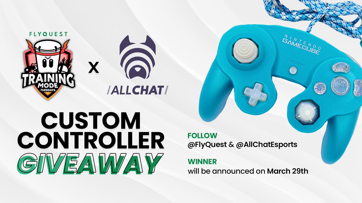 📢CUSTOM GAMECUBE CONTROLLER GIVEAWAY

For your chance at winning make sure you follow @AllChatEsports &amp; FlyQuest, like and RT!

🌸Details &amp; more ways to enter here: gleam.io/1HQAt/flyquest…

Winner will be picked next TMT!