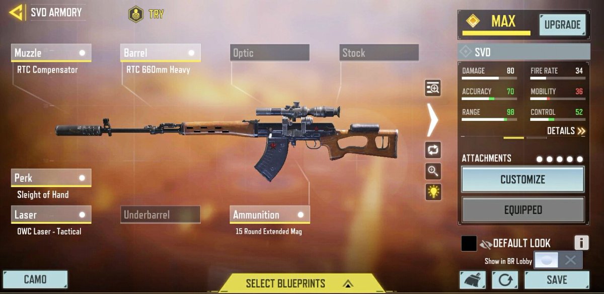 EyeSelfOfficial's tweet photo. #3 BR loadout is the SVD
I prefer the bolt action style sniper in BR to catch runners. This SVD replaced the SKS for me after its nerf, as well as the single shot Amax and ASVAL..
#Codm #CoDMobile #CodMLoadout #Loadout #SVD https://t.co/LCLccTp5J3