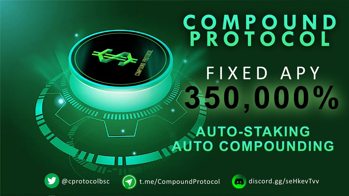 CProtocolbsc's tweet photo. Key features : 
* One of the highest Fixed Apy in crypto : 350,000%

* Autmatic staking and compounding in your wallet.

* Get rewards every 30 mins / 48 times daily 

* Hold &amp; earn 350k % Apy annually

Tg: https://t.co/QLVF6Zqry3
Discord: https://t.co/pPtpQhP0no https://t.co/FGPEN175Qr