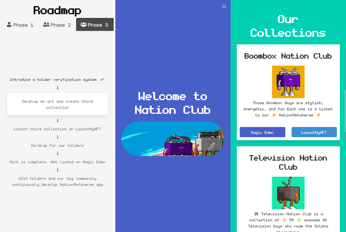 NationClubNFT's tweet photo. We've updated our https://t.co/DPwb7jF5pq website to look good on phones 🚀 https://t.co/mCNhsN9ICU