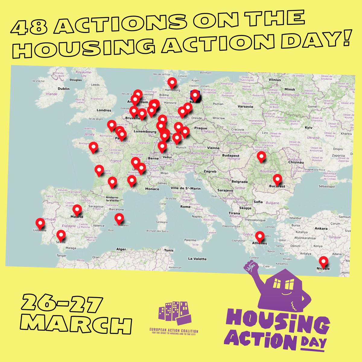4HousingandCity's tweet photo. Good morning! So far we have 52 actions in 41 cities on our Action Map! 🔥
We only have a few days until the #HousingActionDay don't forget to let us know about your actions to add them! 📍
Also you still have time to organise an action!
#HousingActionDay2022 https://t.co/rTDfwUPQwN