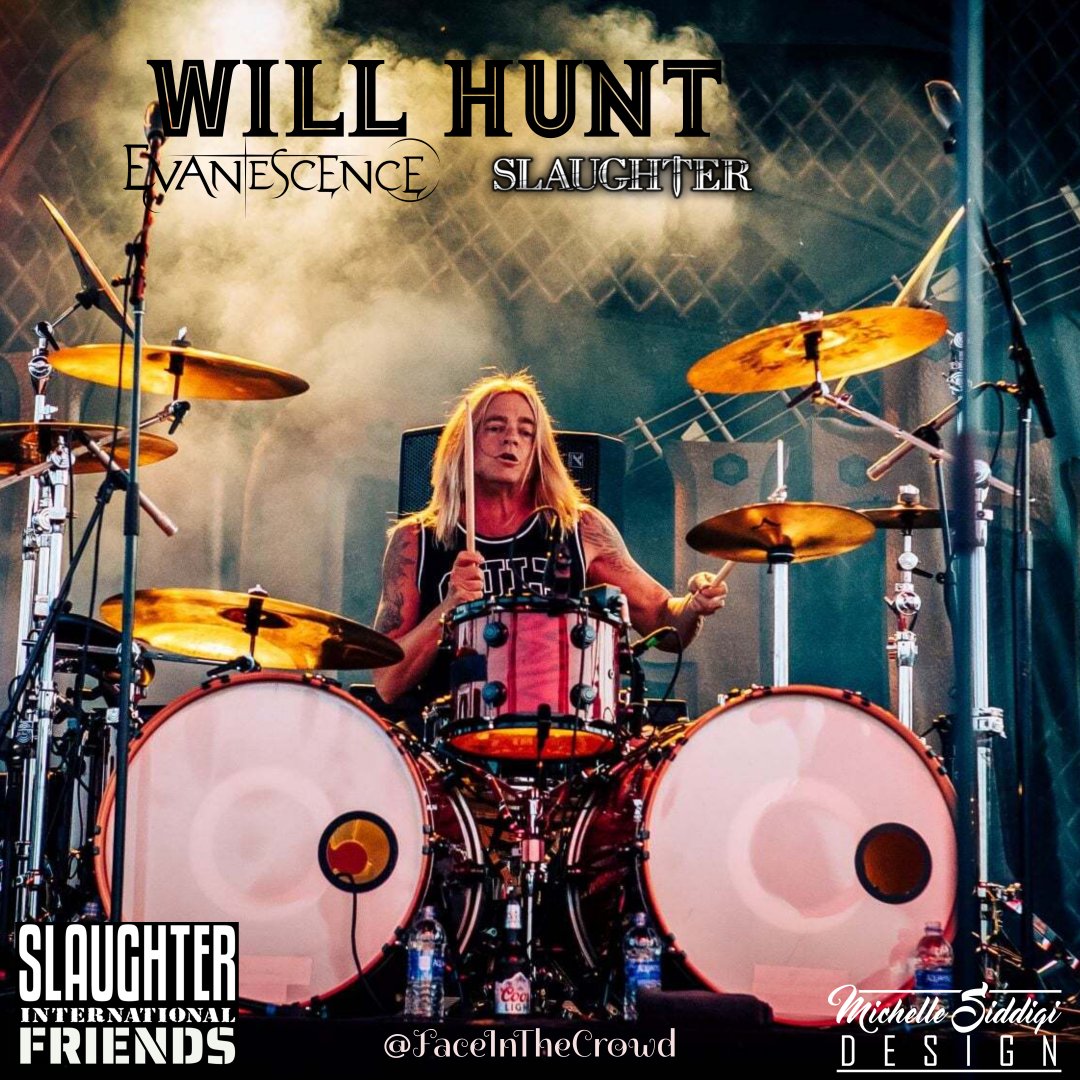 AmerNoizeMusic's tweet photo. #Drummer for @evanescence and touring with #Slaughter is @WillFnHunt . This great photo is from July 23, 1921 with #SlaughterLive at Bativa Downs. #Concerts Photo credit to @Faceinthecrowdphotos. @KiddMe5 design. https://t.co/bAaJo1BGx1