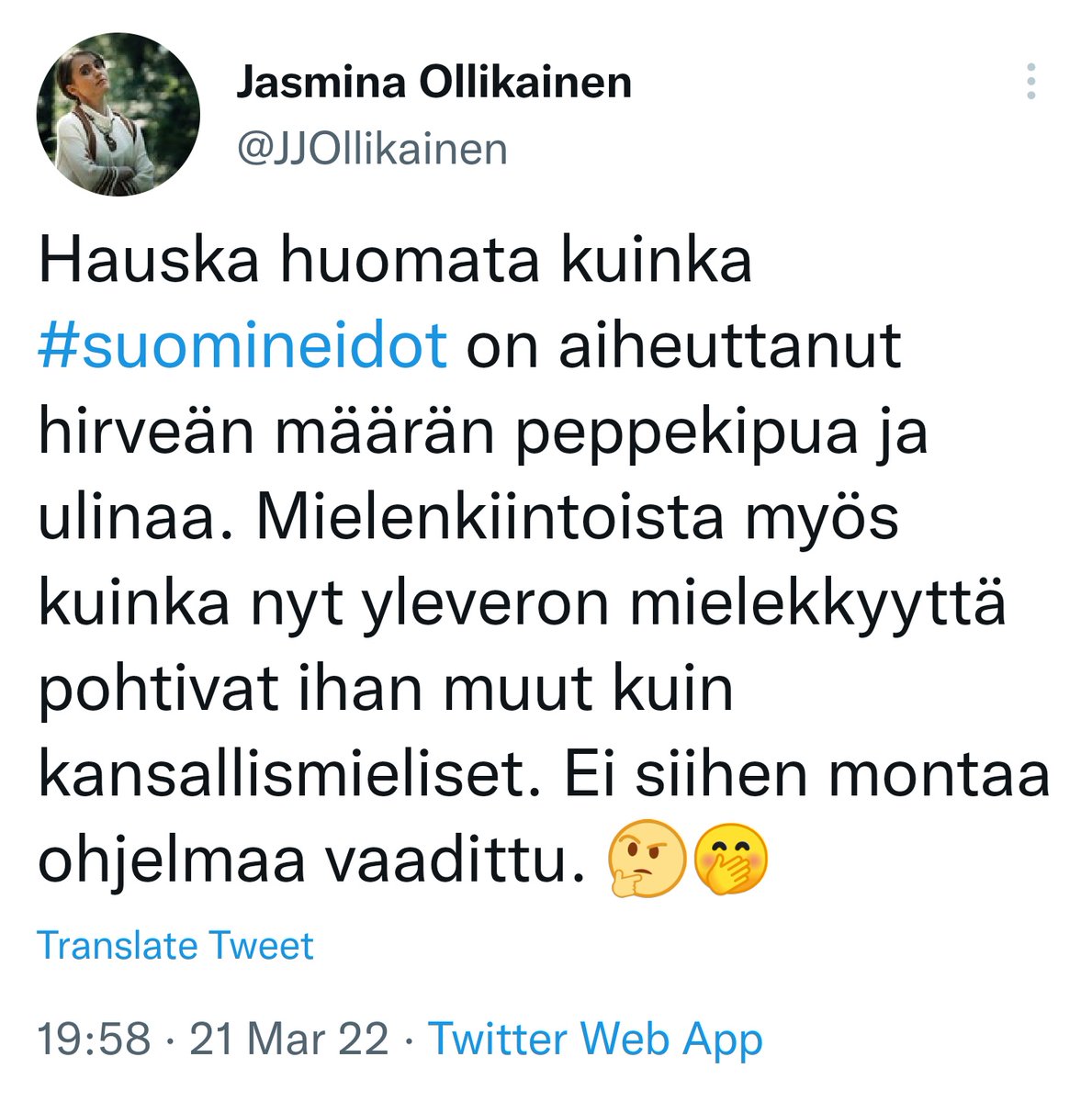 kasvismafioso's tweet photo. Yksi dokkarissa esiintyneistÀ pohtii samaa.
#suomineidot #jasminaollikainen #fasismi #penttilinkola #awakening #suomensisu #612soihtukulkue #hapsu #perussuomalaiset #timohÀnnikÀinen https://t.co/yFlAZwUyZc