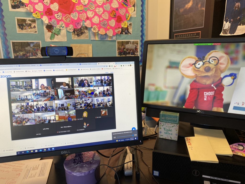 PrincipalKim's tweet photo. We had what we hope will be our last virtual Community Meeting @DedhamECEC this morning!  Hopefully, in April, we will come together as a whole school community in person! We met a new @ChooseToBeNice mouse today! Felipe the Friendship Mouse joined us!! #ctbn #community https://t.co/B3k9WU1zxj