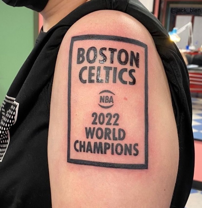 Look Boston Celtics Fan Shows Confidence Gets 2022 Nba Championship Tattoo