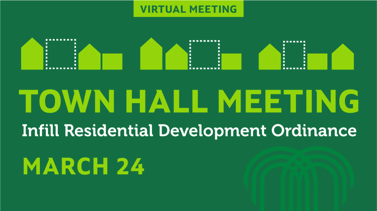 Join us virtually this Thursday to talk about proposed changes to how the City approves residential infill development (vacant lot surrounded by already developed land). We need your feedback! Read more about the ordinance and register in advance here: tinyurl.com/bdppczxn