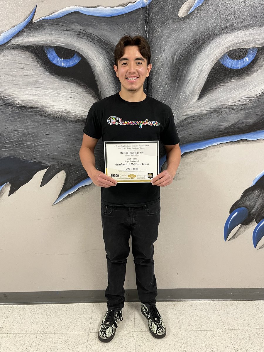 LehmanHoops's tweet photo. We want to give a HUGE shoutout to our Senior, Hector Aguilar, for being named to the @THSCAcoaches Academic All-State 2nd Team! The Pack is VERY PROUD of you!!! #WeThePack #MrMariachi @HaysCISD @Lehman_Athletic @LHSMariachi @LehmanHighLobos @LHSLoboClub https://t.co/G2hjeCY19P