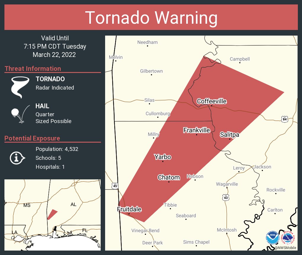 NWS Mobile on Twitter "Tornado Warning including Chatom AL