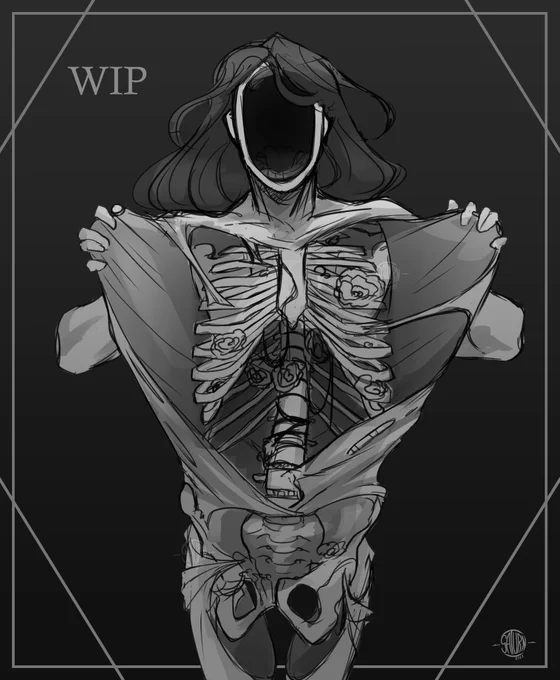 ( body horror )

(wip) I am not excited to physically paint this lol 
