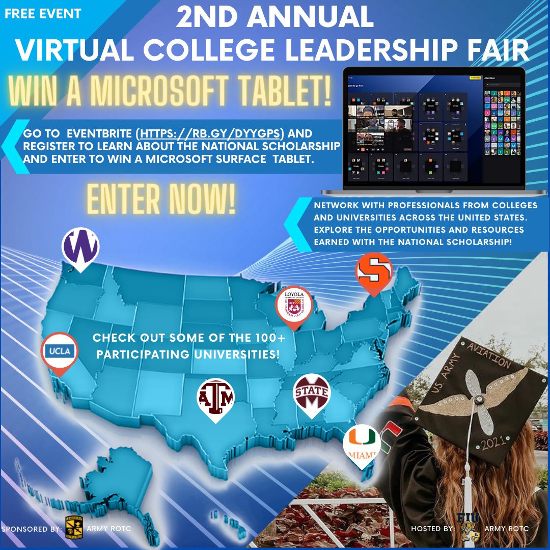 Are you trying to decide what college to attend? Is ROTC right for you? Join us at our virtual table at the Virtual College Fair to get you questions answered. Sign up today!