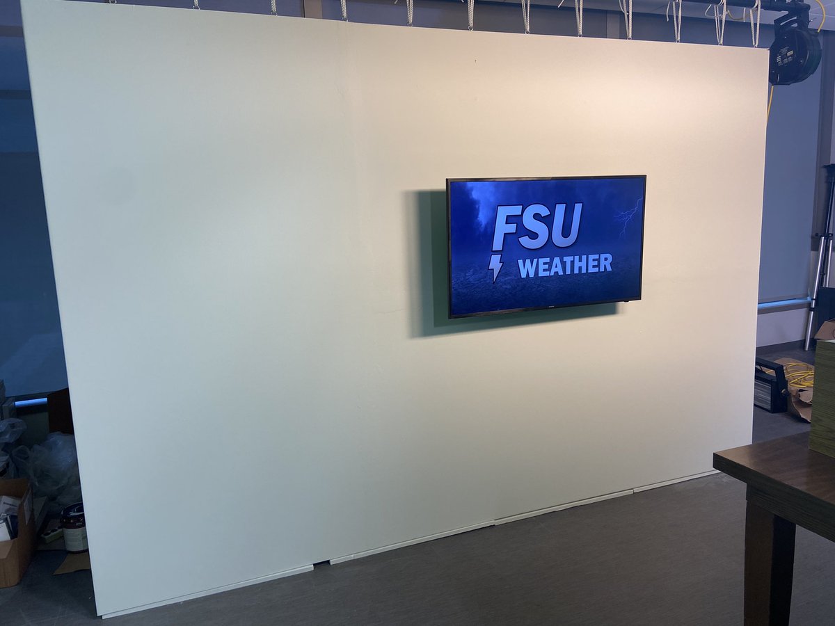 FSUWeather's tweet photo. History was made tonight on #FSUWeather! We debuted our new monitor wall in light of technical difficulties with our graphics. Thanks to Dr. Ahlquist for building it before his retirement! https://t.co/1b5Z2Qreh2