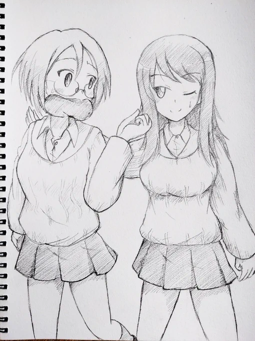 浅野丸さんで描いたミカとルミ
最終章4話でルミと継続の後輩とのどんなからみがあるのか、楽しみではありますw 