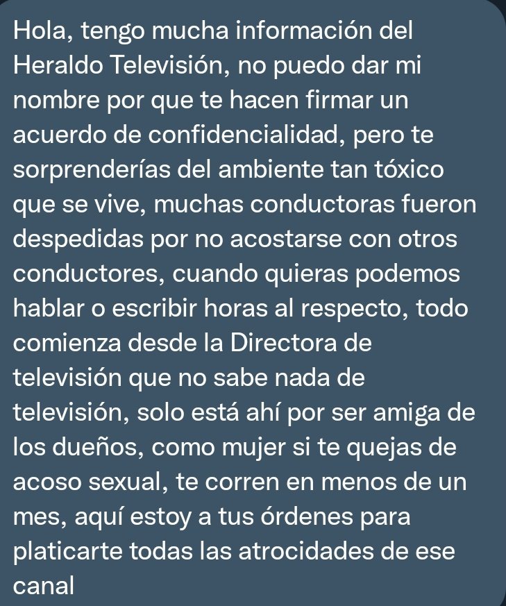 MediosTerror's tweet photo. Nos hace llegar esta denuncia sobre @heraldodemexico TV.

Acoso
Malos tratos 

¿Qué pasa? https://t.co/gDHCaQ5NU2