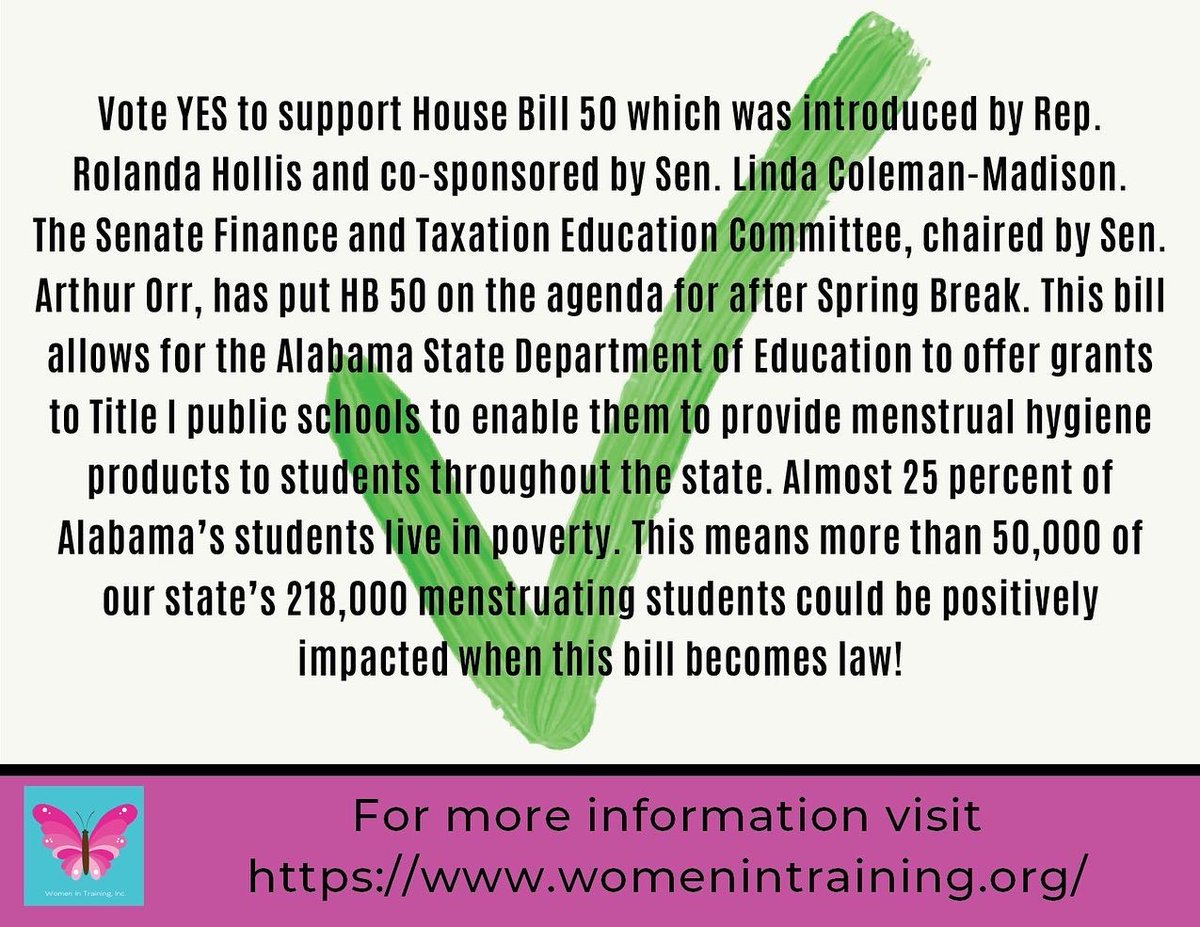 womenintrainin1's tweet photo. Vote pass HB 50!! #womenintraining #endpovertyperiod #endperiodpoverty https://t.co/1RvuLLRdEi