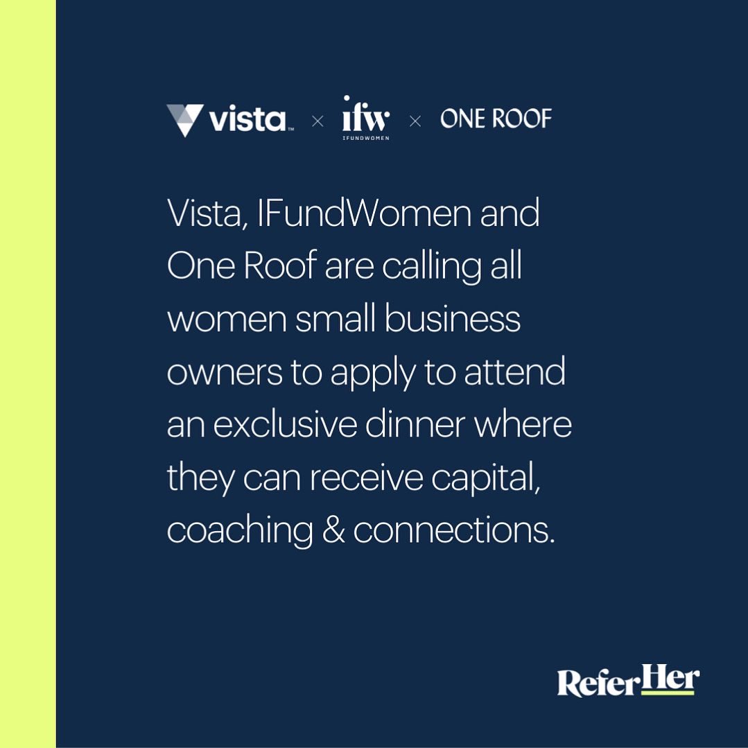 weareoneroof's tweet image. We are so excited to announce ReferHer a program we are involved in led by @Vistaprint @IFundWomen to support women-led small businesses in Syd. Apply for access to capital, biz coaching &amp;amp; connections via ifundwomen.com/vista-referher