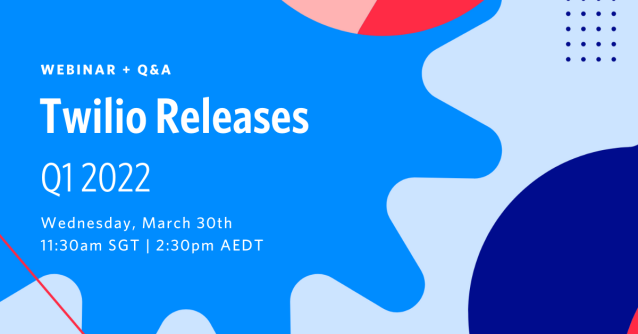 CharlesChow4's tweet photo. Tune in to our upcoming Twilio Quarterly Release Webinar to get up to speed on Twilio’s latest product updates and take a behind-the-scenes look at new releases. https://t.co/VeWJsPE9Cg https://t.co/8u2fhtTIjr