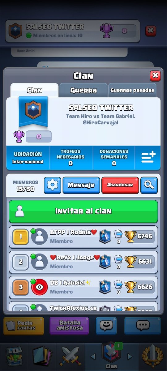 HiroCarvajal (@hirocarvajal) on Twitter photo Ya comenzamos!!🔥 KOTH 6VS6 🔥
Team <a href="/HiroCarvajal/">HiroCarvajal</a> vs Team <a href="/Gabriel18_CR/">Gabrielitoo :)</a>
Árbitro: <a href="/CandeAnahii_/">CandeARG ❤</a>
- Activen las notificaciones de mi perfil para que no se pierdan ninguno y no olvides apoyar a este proyecto ♥️🔄.
#ClashRoyale Ya comenzamos!!🔥 KOTH 6VS6 🔥
Team <a href="/HiroCarvajal/">HiroCarvajal</a> vs Team <a href="/Gabriel18_CR/">Gabrielitoo :)</a>
Árbitro: <a href="/CandeAnahii_/">CandeARG ❤</a>
- Activen las notificaciones de mi perfil para que no se pierdan ninguno y no olvides apoyar a este proyecto ♥️🔄.
#ClashRoyale