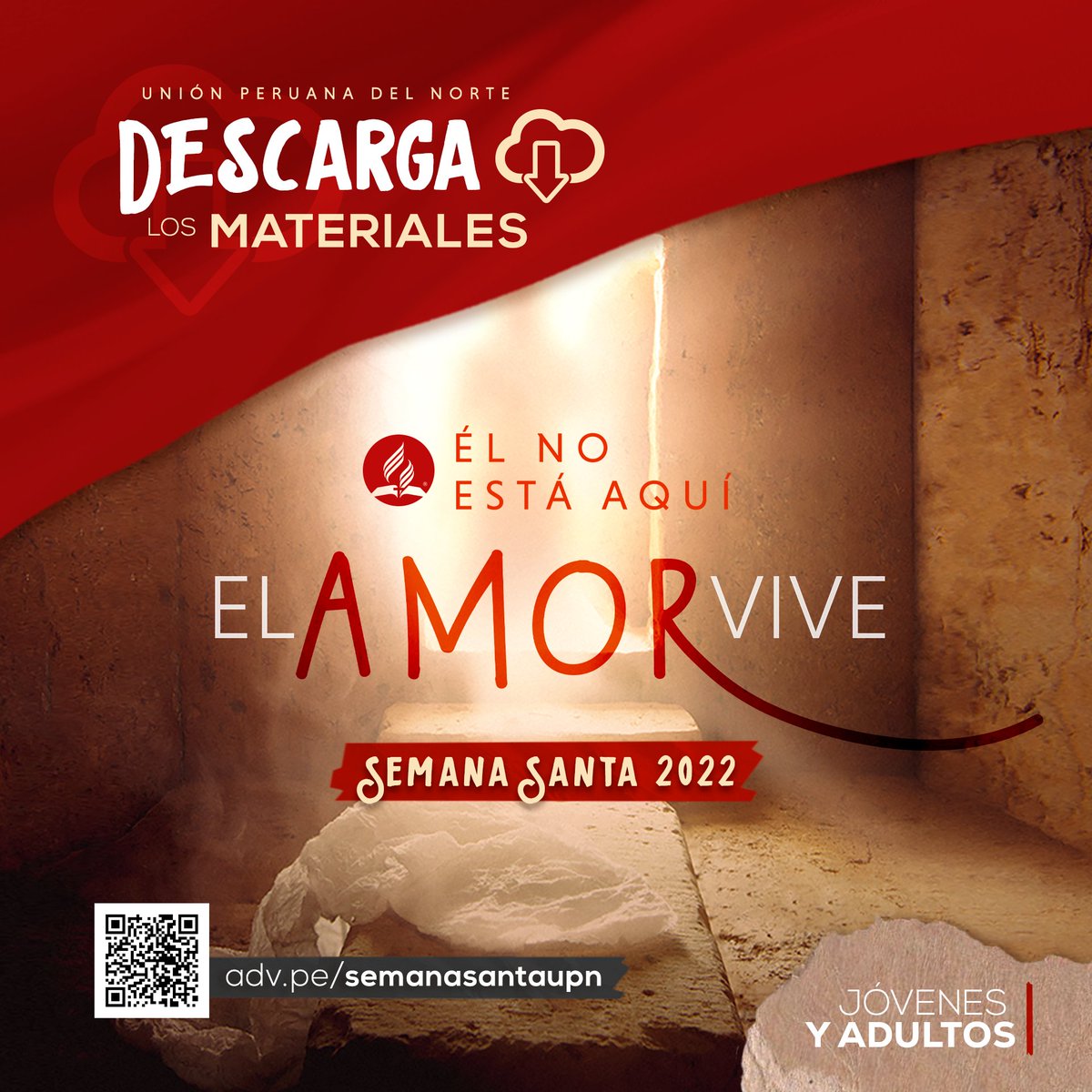TCAdventistas's tweet photo. ✨ ¡La Semana Santa llega pronto! 🤗 y ya tenemos materiales disponibles ✅ para descargar, compartir y prepararnos juntos para vivir esta semana especial ⛪ #SemanaSantaUPN 🏷

🔗 Ingresa a: https://t.co/ocjmfo7Z9n
📲 Escanea el código QR con tu celular https://t.co/AKsfwtZ7o9