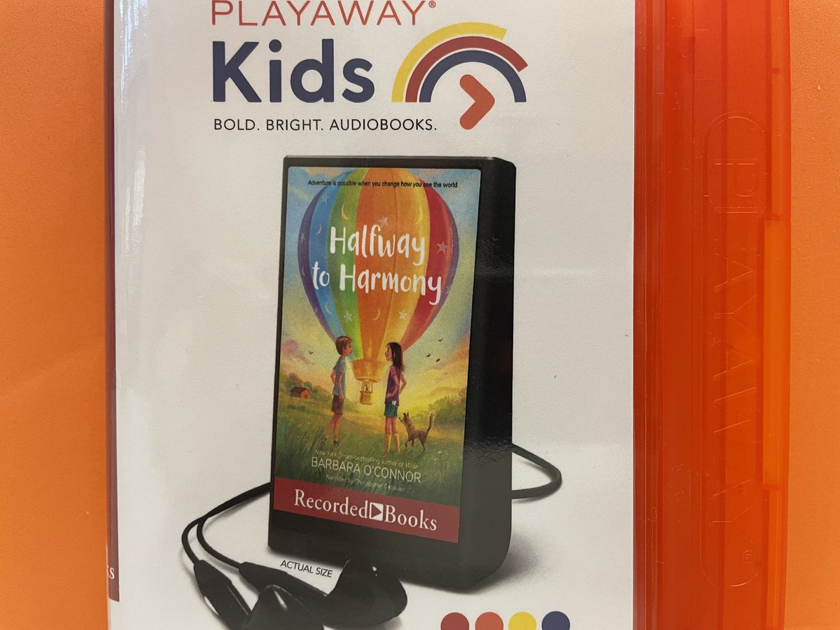 A Playaway A Day:
A Halfway to Harmony by <a href="/barbaraoconnor/">barbara oconnor</a> 
Summer is a time for friends and adventure, and Walter finds both as he grieves the loss of his older brother. <a href="/CherryTreeElem/">Cherry Tree Elem.</a> <a href="/wearefindaway/">Findaway</a>  #CarmelEdFdn Honored to be funded by a Carmel Education Foundation Grant