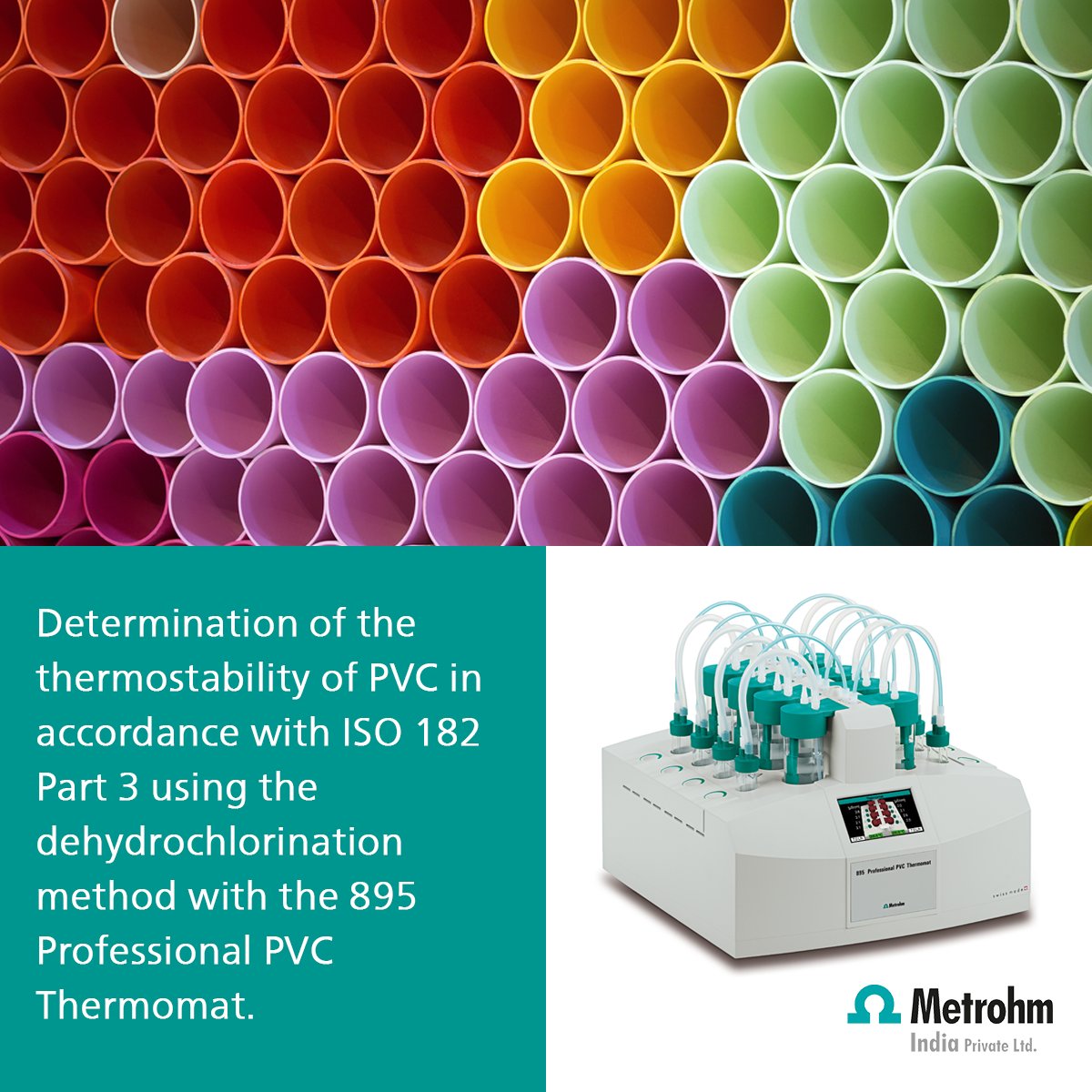 Metrohm_India's tweet photo. Thermostability of PVC and other chlorine-containing polymers. Download our application note for more info on the thermostability of PVC in accordance with ISO 182 Part 3: https://t.co/8tKtdzX377
#PVCAnalysis #Polymer #StabilityMeasurement #Thermomat #Metrohm #MetrohmIndia https://t.co/JBcmIV1OR3