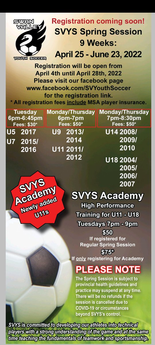 svyouthsoccer's tweet photo. 2022 season registration is coming soon! https://t.co/R4yX9RBevT