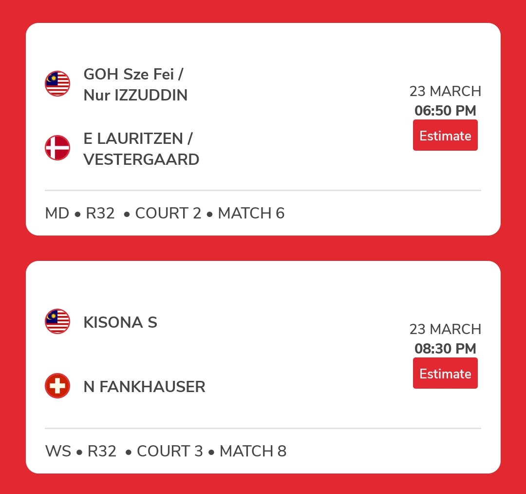 theone_xyz's tweet photo. Badminton #SwissOpen2022

Round 1 (2nd day)

Start at 4 pm(🇲🇾 time) but Malaysian players will start to play estimate at 5 pm(🇲🇾 time) *refer below

Live streaming link I'll put below in this thread later (Court 1 &amp; 2 yes, court 3 &amp; 4 if any)

TV:
Astro Supersport - Semi final https://t.co/LVDQmMBo1p
