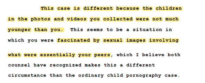 SenHawleyPress's tweet photo. Judge Jackson tells the 18-year-old his case is different because the children in photos he downloaded “were not much younger than [him]” and he was just “fascinated by sexual images involving what were essentially [his] peers.” He downloaded images of children as young as eight. https://t.co/Ia7Ukc9igK