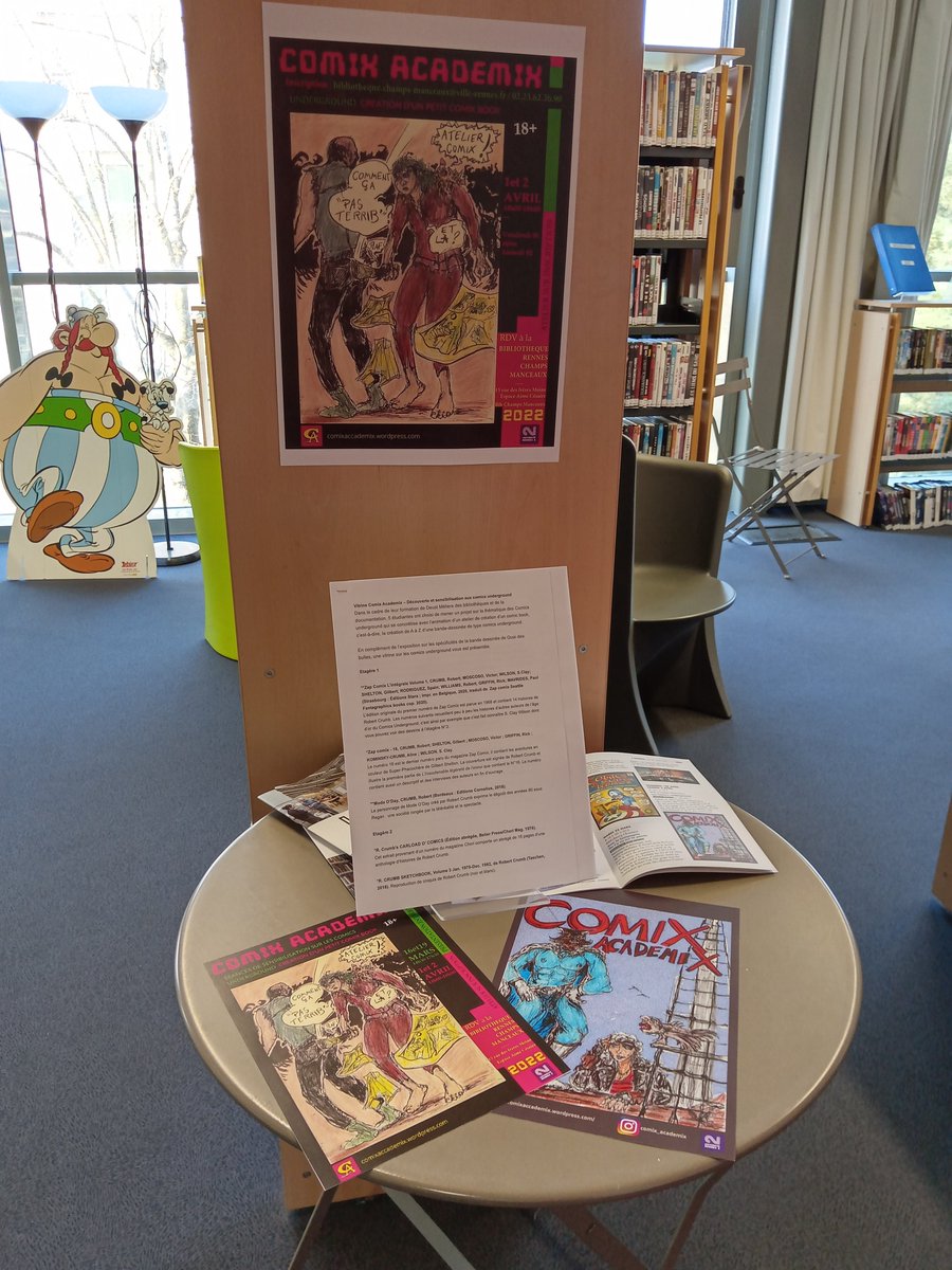 comixacademix's tweet photo. L'exposition Comics &amp; Super Héros est arrivée !La #bibliotheque Champs-Manceaux qui l’accueille se fera un plaisir de vous faire découvrir cette partie du projet Comix Academix avant l'atelier de création d'un comic book qui a lieu le 1er et le 2 avril prochain. #rennes #comics https://t.co/B3ORkZB0EH
