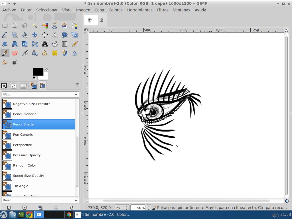 natyslide's tweet photo. Muy feliz de haber podido instalar la @wacom_ar en mi Linux #LXLE #Linux #Opensource !
Configurando #Gimp el lapìz responde 10 puntos.
Lo primero que hago cuando pruebo algo...OJOS! https://t.co/N83KsI7o2j