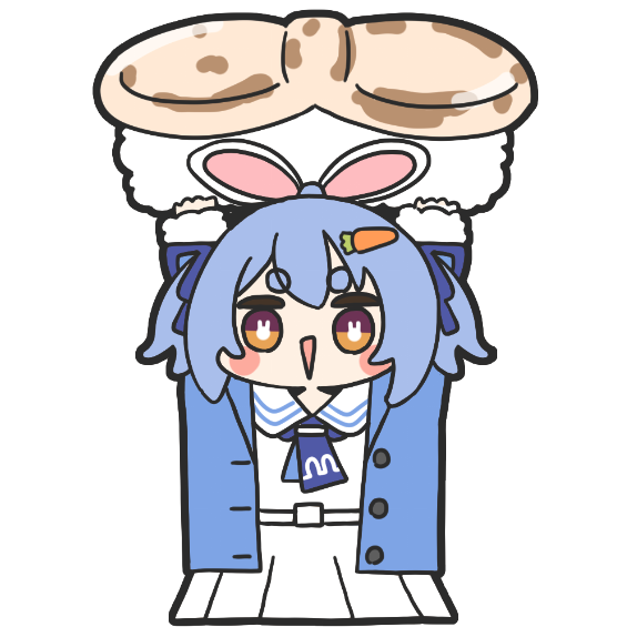 usada pekora 1girl food-themed hair ornament blue hair hair ornament rabbit ears solo thick eyebrows  illustration images