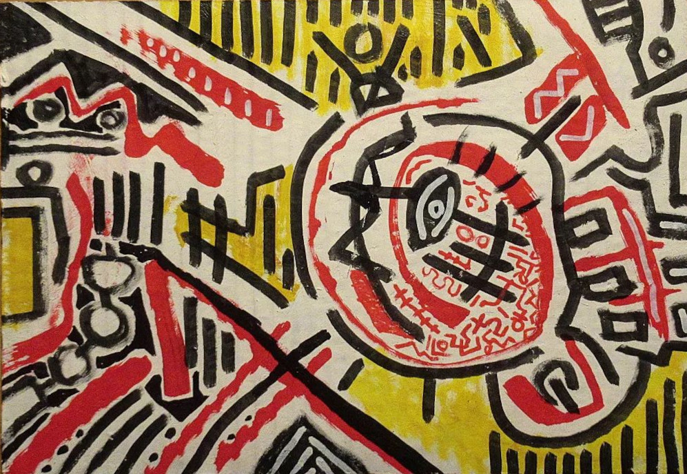 DirkBartnik's tweet photo. What do you see?

Mixed media on cardboard, March 2022. #artwork #painting https://t.co/Dl5kGV05Dg
