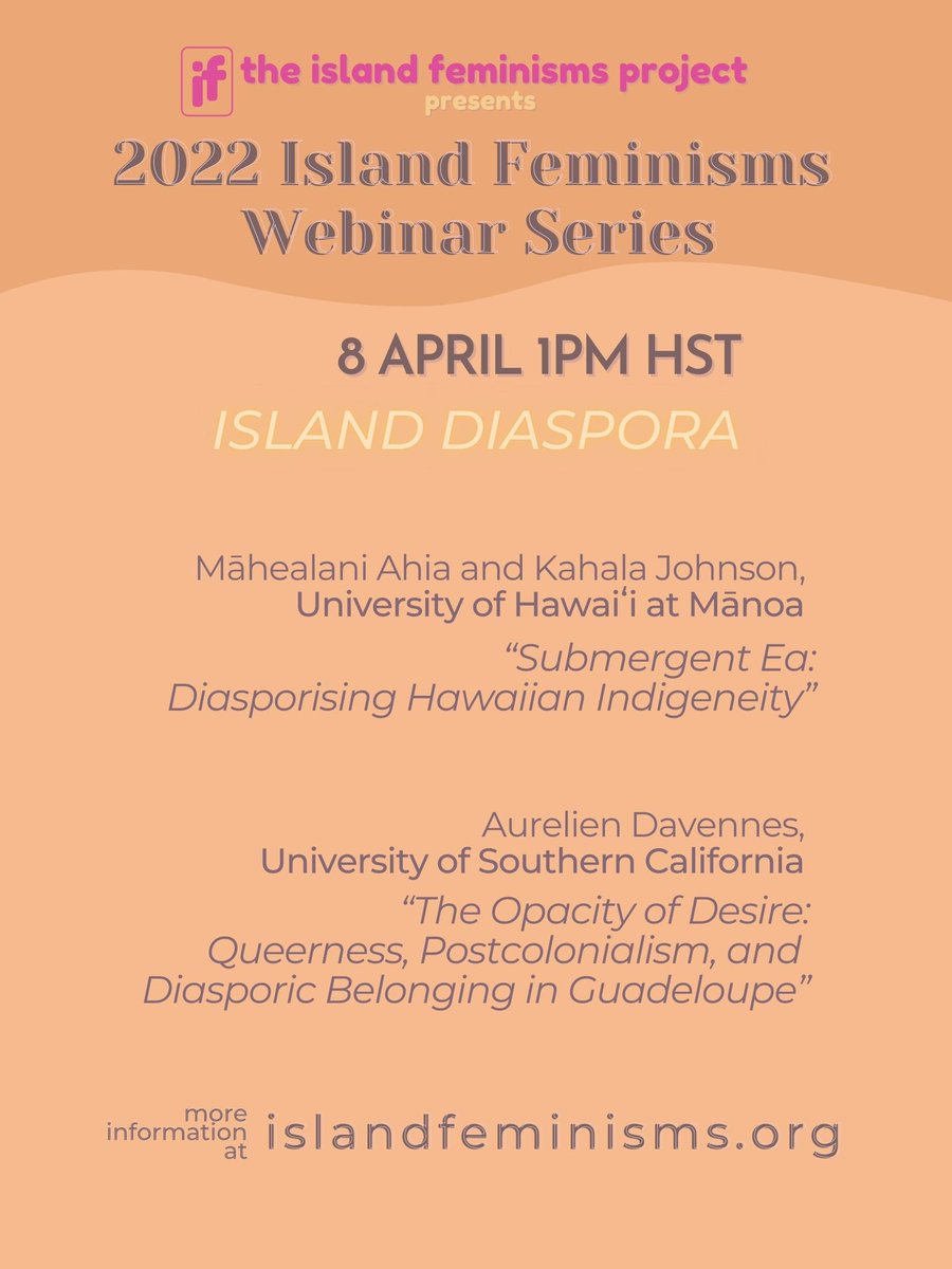 Save the date - our speakers have forthcoming articles in a special section on Island Feminisms in Shima.