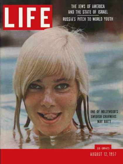 Happy birthday May Britt on the cover of Life Magazine August 12 1957.    