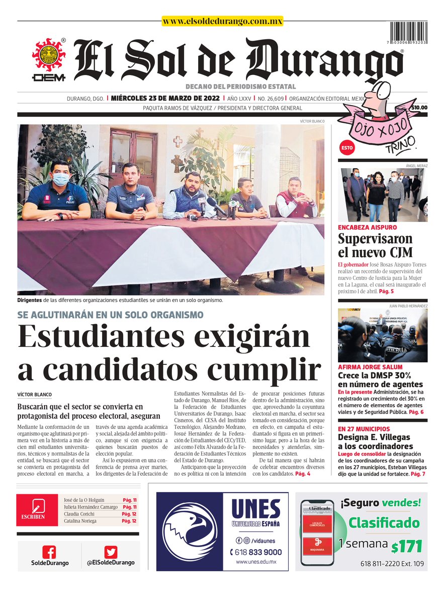 El Sol de Durango on X: HoyEnPortada📰 Vuelca familia en la carretera a  Mezquital; 1 muerto y 4 heridos t.cohdGbHhVpWL 20% de las obras en  Durango presentan atrasos: CMIC t.coTCf3JAAXHu Reforzarán servicios