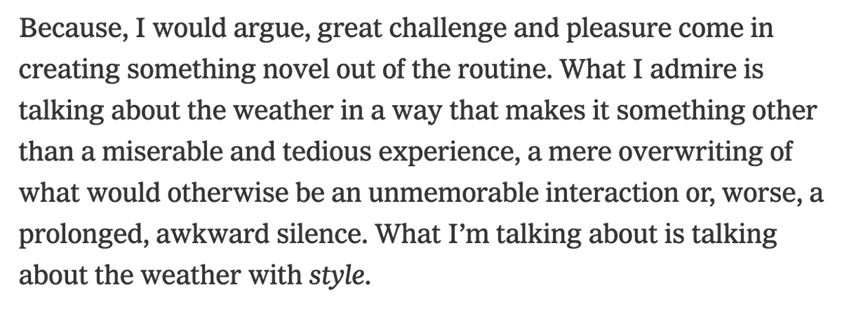 loganpugh's tweet photo. @shriyanevatia @techdetjoe Weather small talk used to drive me bonkers. Now it's fun. This piece totally flipped my default. 
https://t.co/KT4fzLn2WE https://t.co/mH9kIO6ed6