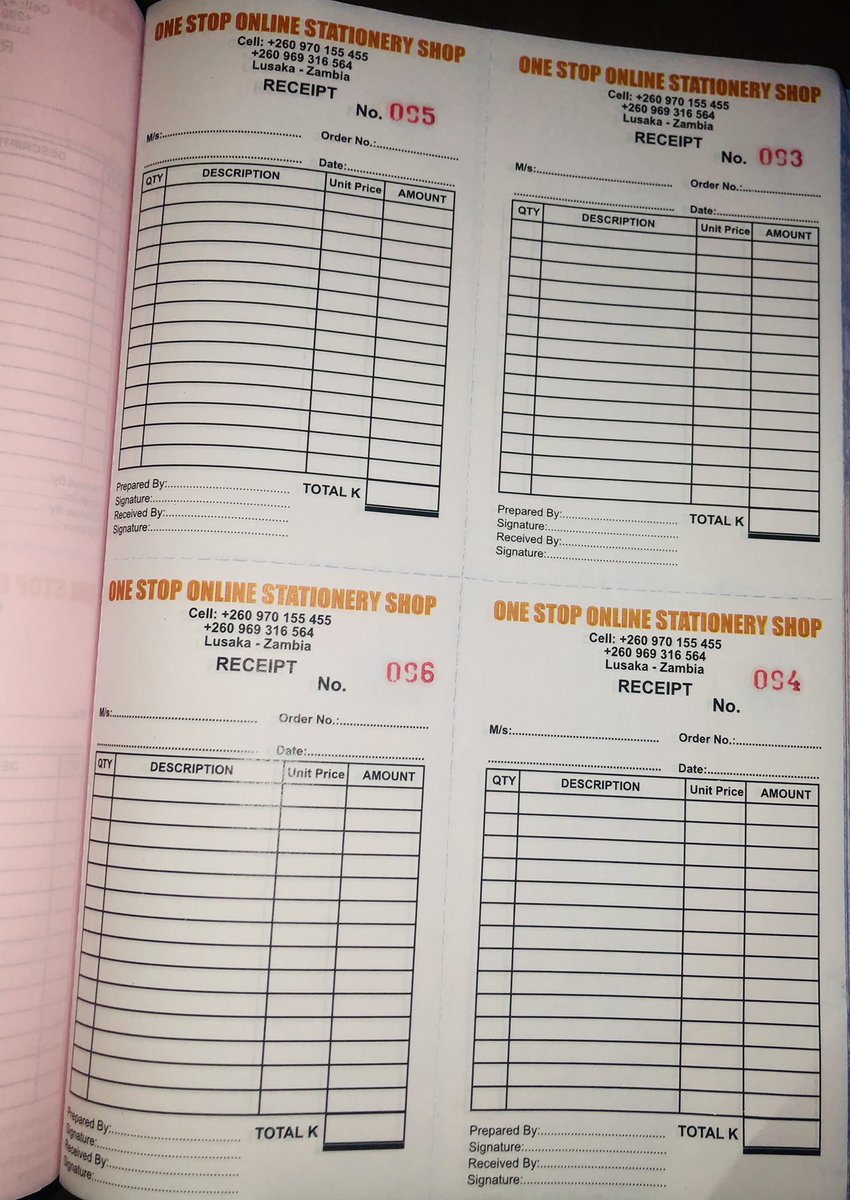 ONESTOPONLINELS's tweet photo. Take your #business and #company to the next level with #excellence! Get yourself a self customized- #ReceiptBook, #InvoiceBook,#QuotationBook ✨💯 etc.         #OneStopOnlineStationeryStore #Lusaka https://t.co/4KwkEtTmsb