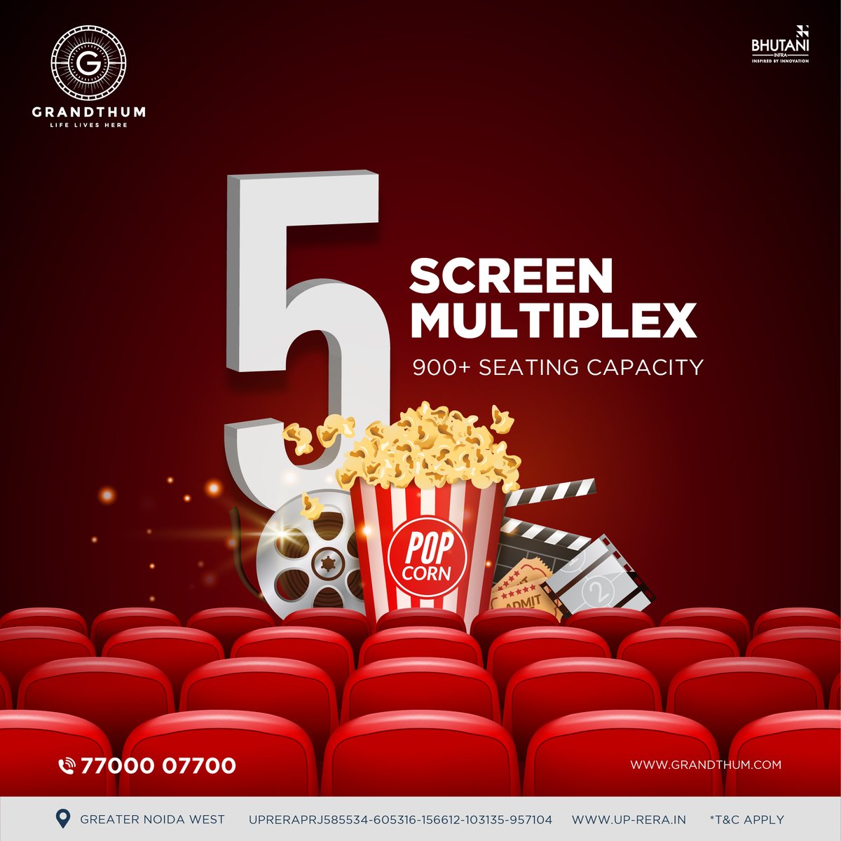 Grandthum_Noida's tweet image. The perfect destination for all the movie maniacs! Bhutani Grandthum offers five-screen multiplex with a capacity of over 900 people. Check out to know more visit our website &amp;amp; you can call us on 7700007700!
.
.
#bhutanigrandthum #investment #premiumspaces #multiplex #movies