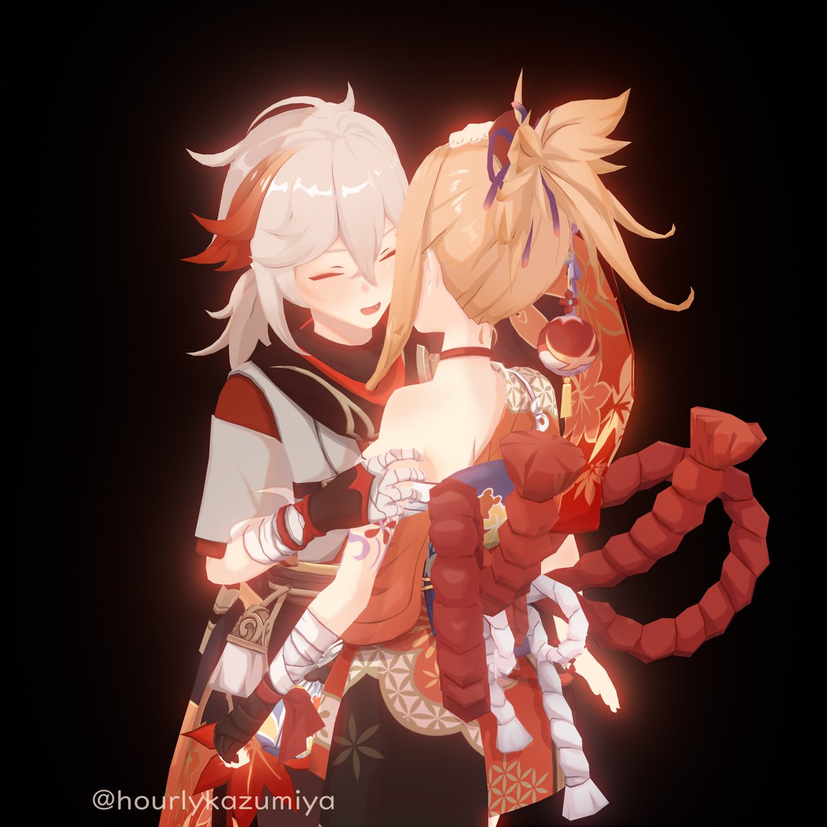 "It's alright, Miya." 🍁

#Kazumiya #Kazuha #Yoimiya #GenshinImpact