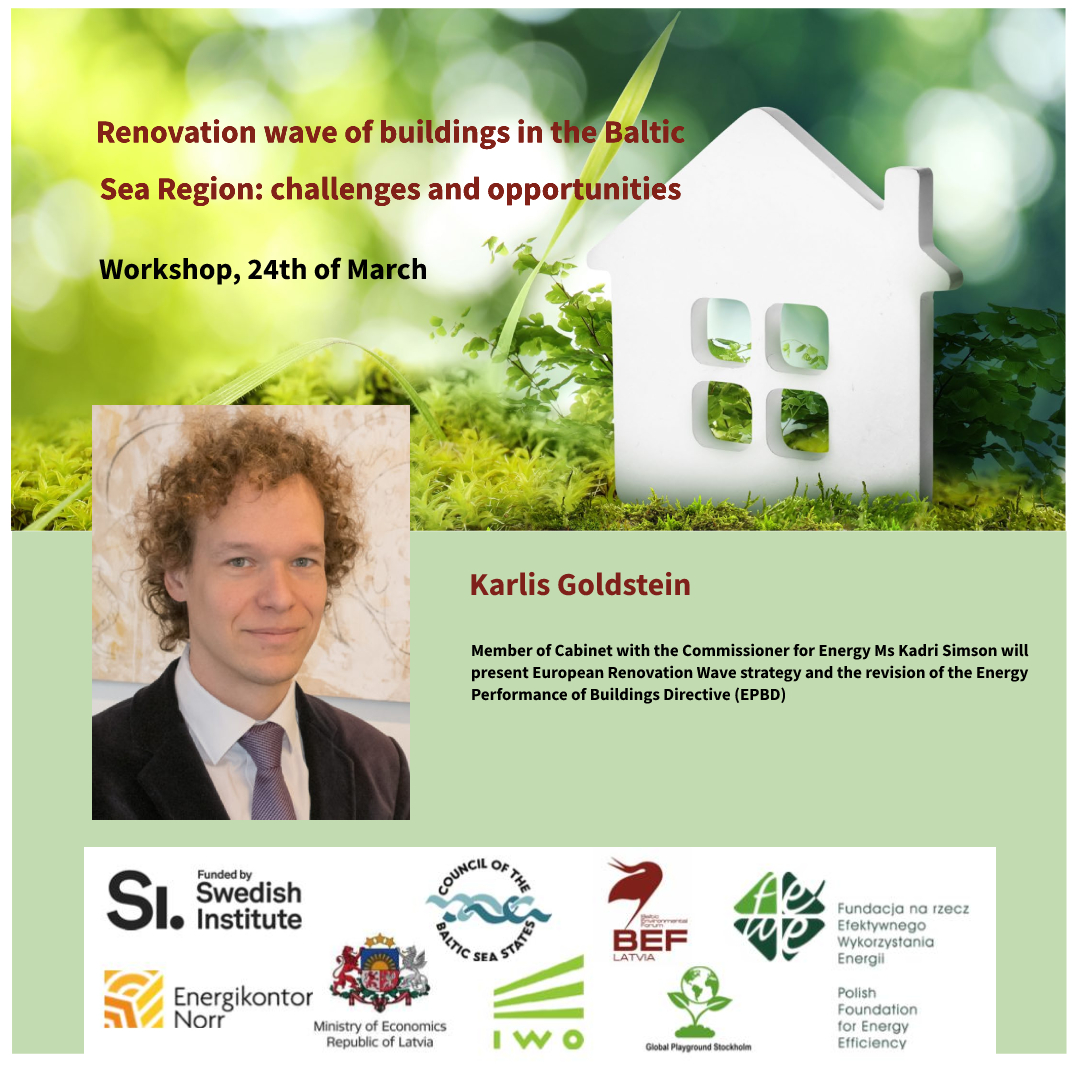 Already tomorrow a workshop dedicated to #challenges and #opportunities for #buildingsrenovation in #BalticSeaRegion is taking place. Take your chance to hear about the new objectives of #EC presented by Karlis Goldstein. Agenda and link to the event: bit.ly/3NcnS05