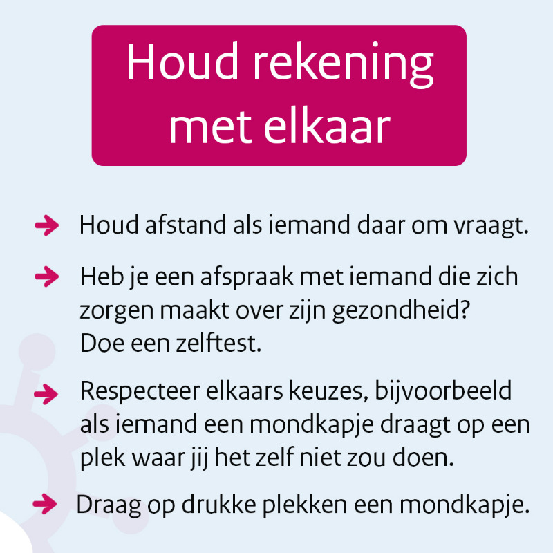 MinVWS's tweet photo. Dat alles weer open is, is voor mensen die behoren tot een risicogroep of zich zorgen maken over hun gezondheid erg spannend. Corona is niet weg, het aantal besmettingen is nog groot en dus zullen zij extra voorzichtig zijn. Iedereen kan daarbij helpen. Lees hier hoe ⤵️