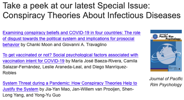 Conspiracy theories about infectious diseases. Feel free to browse our special issue here: journals.sagepub.com/topic/collecti…