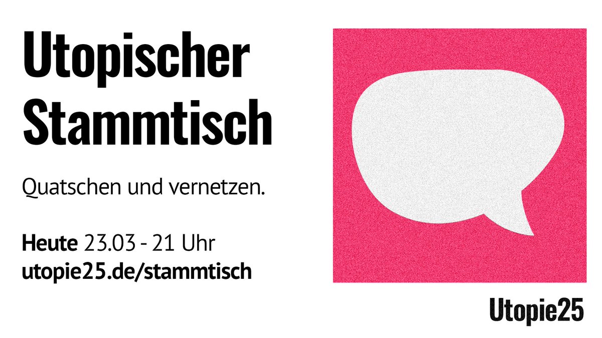 Utopie_25's tweet photo. Lust auf entspanntes Treffen? Dann komm doch heute 21 Uhr vorbei:
https://t.co/cRVK89MmA4

#piraten #utopie https://t.co/M2l9gqW3N8